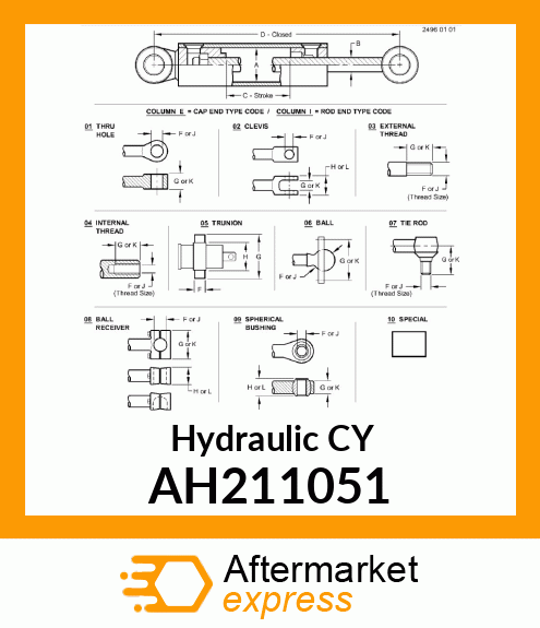 HYDRAULIC CYLINDER, 90 X 45 AH211051