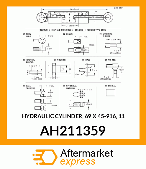 HYDRAULIC CYLINDER, 69 X 45 AH211359