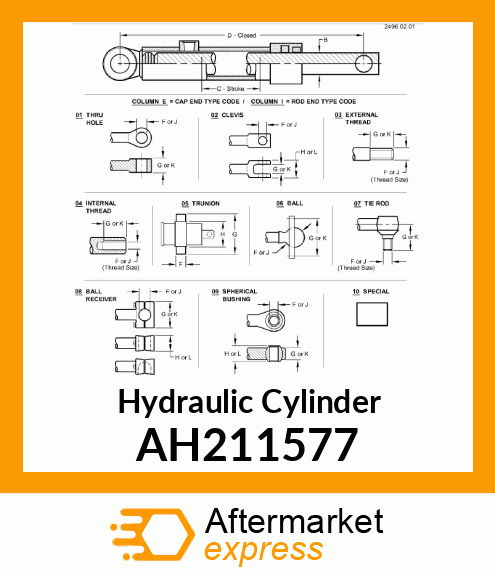 HYDRAULIC CYLINDER, 1.50 X 1 AH211577