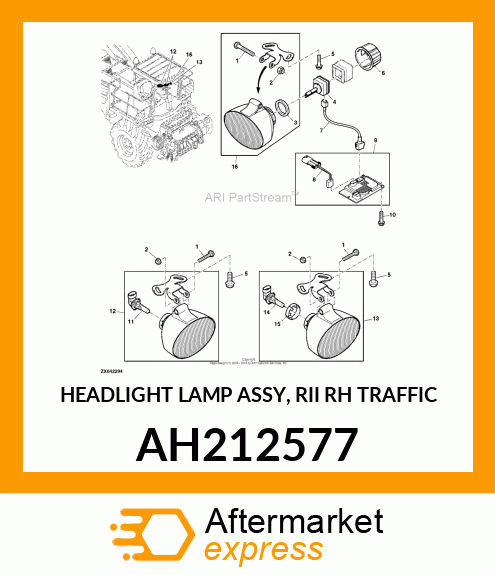 HEADLIGHT LAMP ASSY, RII RH TRAFFIC AH212577