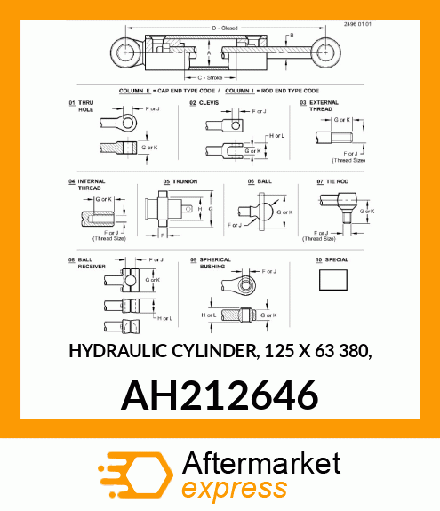 HYDRAULIC CYLINDER, 125 X 63 AH212646