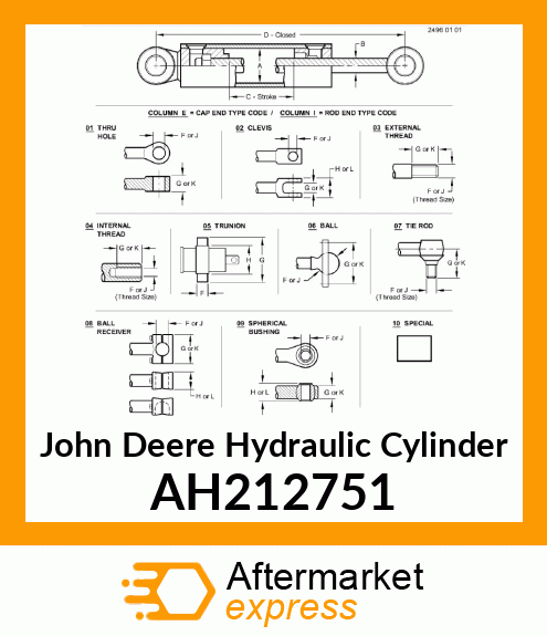 HYDRAULIC CYLINDER, GREEN/LABELED AH212751