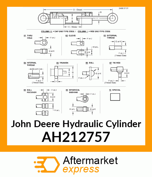 HYDRAULIC CYLINDER, GREEN/LABELED AH212757