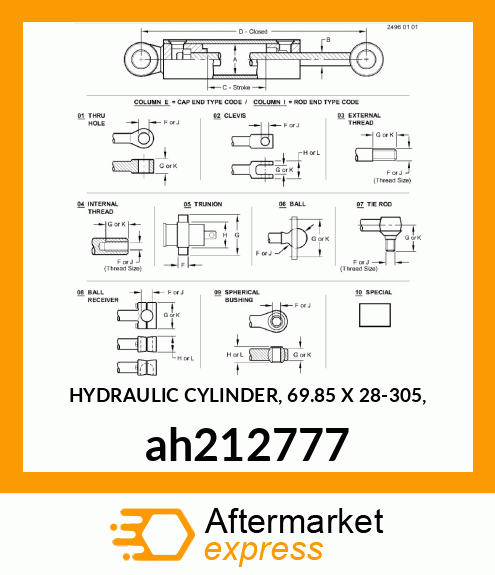 HYDRAULIC CYLINDER, 69.85 X 28 ah212777