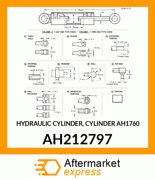 HYDRAULIC CYLINDER, CYLINDER AH1760 AH212797