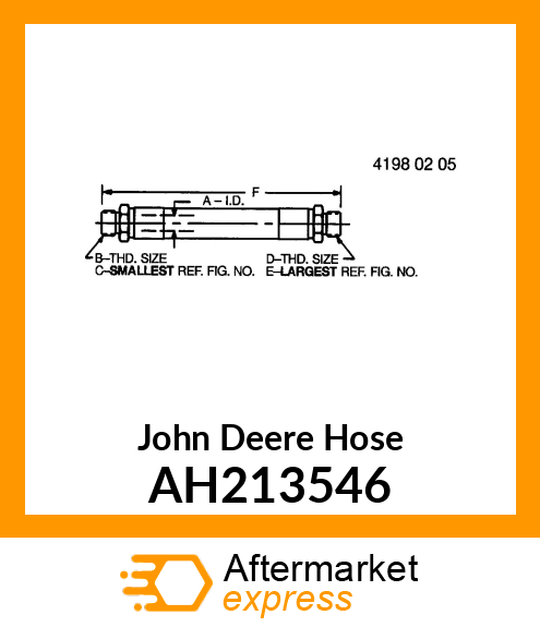 HOSE,FUEL RETURN, ENGINE TO COOLER AH213546