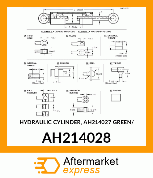 HYDRAULIC CYLINDER, AH214027 GREEN/ AH214028