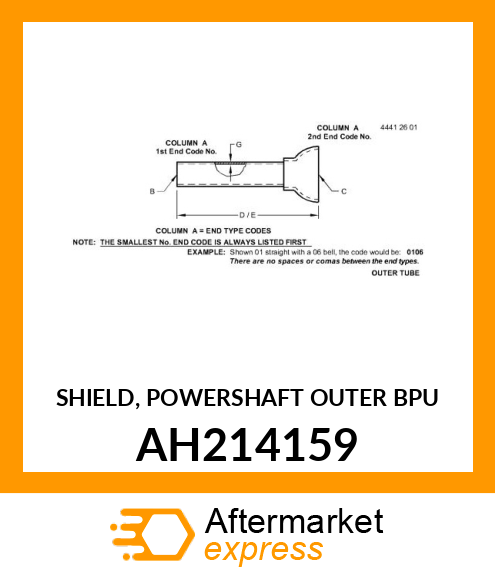 SHIELD, POWERSHAFT OUTER BPU AH214159