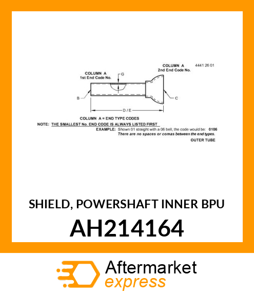SHIELD, POWERSHAFT INNER BPU AH214164