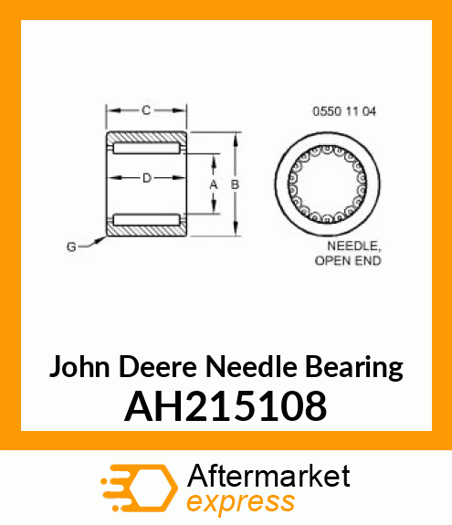 NEEDLE BEARING, OPEN END, W/CAGE AH215108