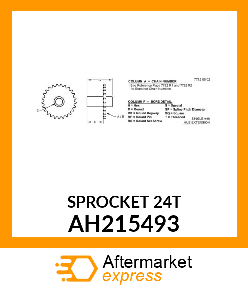 DR SPROCKET, ASSY, ANSI NO. 80 24T AH215493