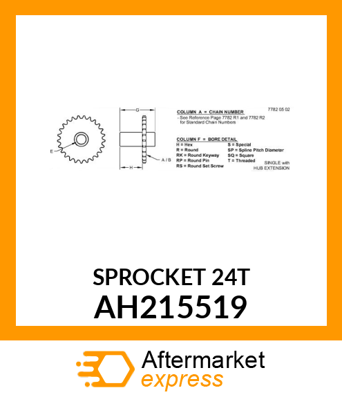 DR SPROCKET, ASSY, ANSI NO. 80 24T AH215519