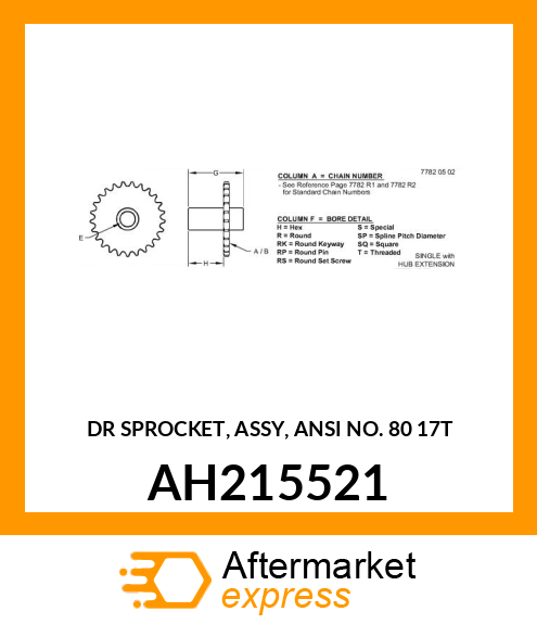 DR SPROCKET, ASSY, ANSI NO. 80 17T AH215521