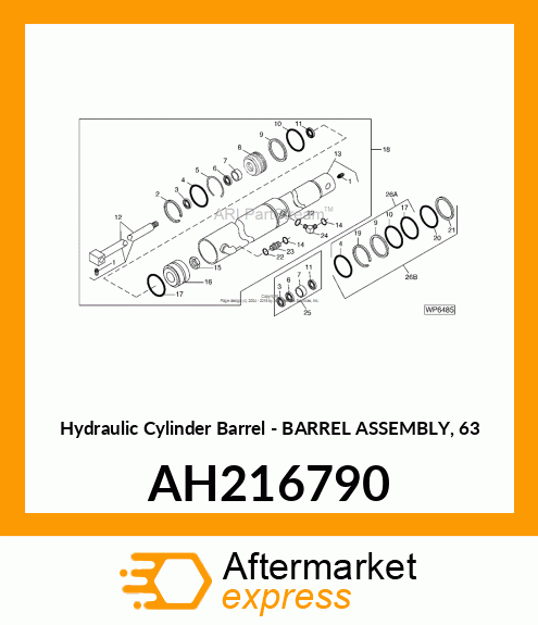 Hydraulic Cylinder Barrel - BARREL ASSEMBLY, 63 AH216790