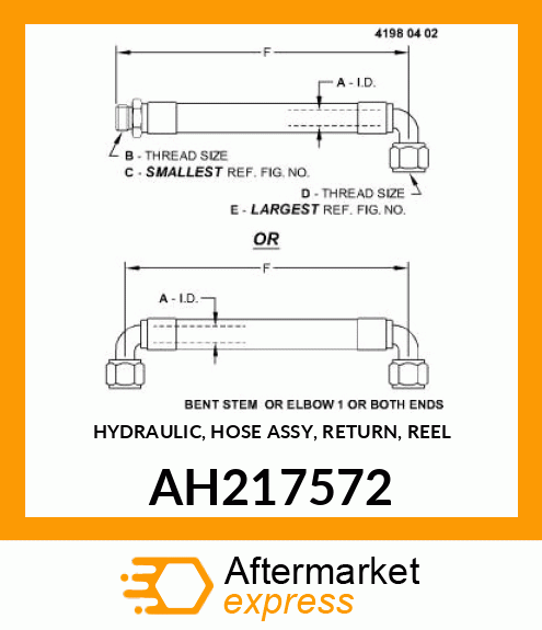 HYDRAULIC, HOSE ASSY, RETURN, REEL AH217572