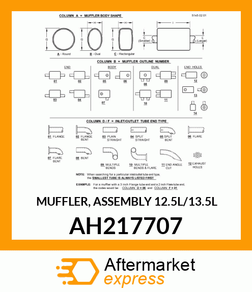 MUFFLER, ASSEMBLY 12.5L/13.5L AH217707