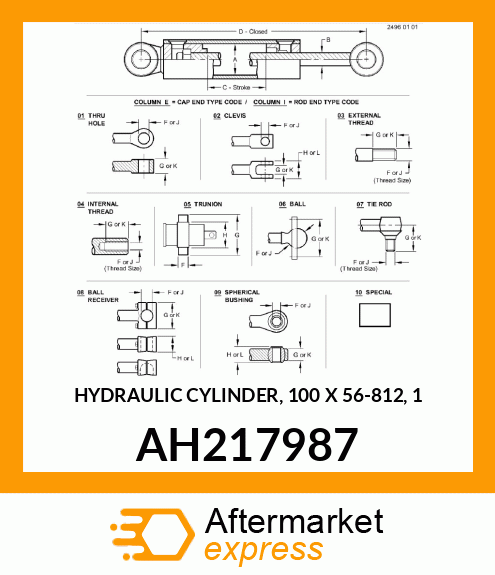 HYDRAULIC CYLINDER, 100 X 56 AH217987