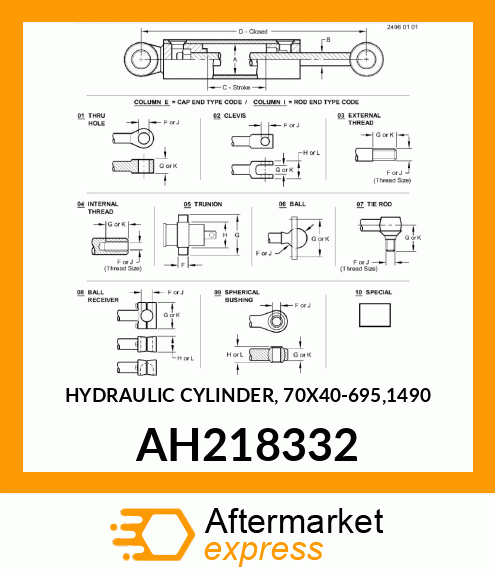 HYDRAULIC CYLINDER, 70X40 AH218332