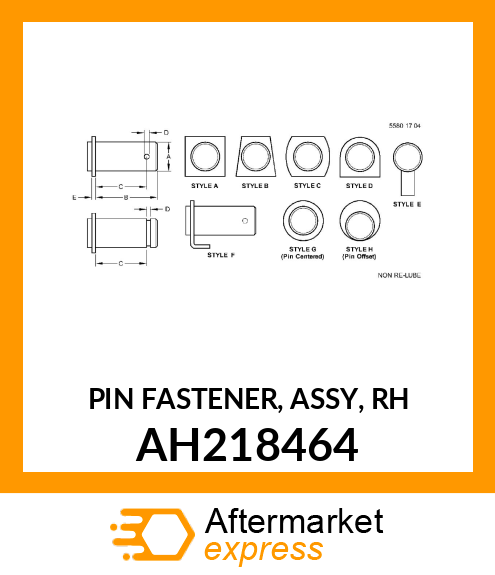 PIN FASTENER, ASSY, RH AH218464
