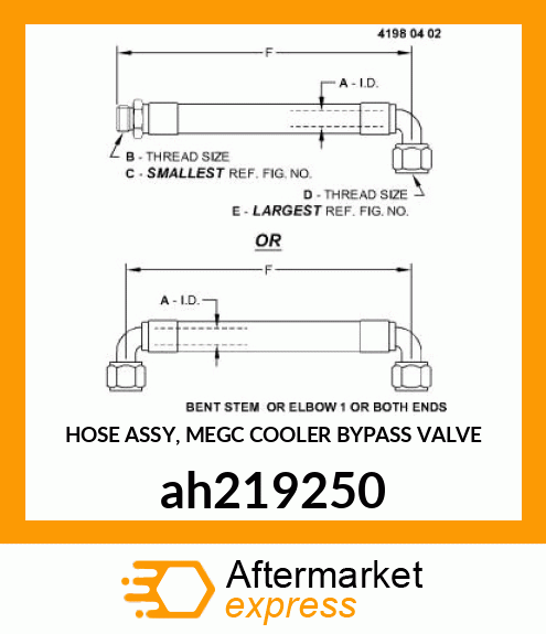 HOSE ASSY, MEGC COOLER BYPASS VALVE ah219250