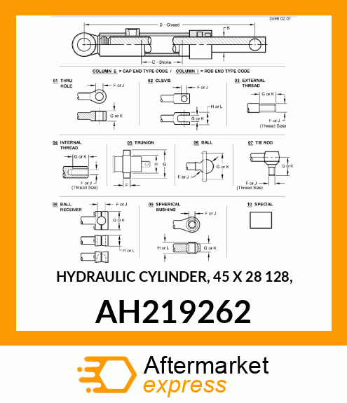 HYDRAULIC CYLINDER, 45 X 28 AH219262