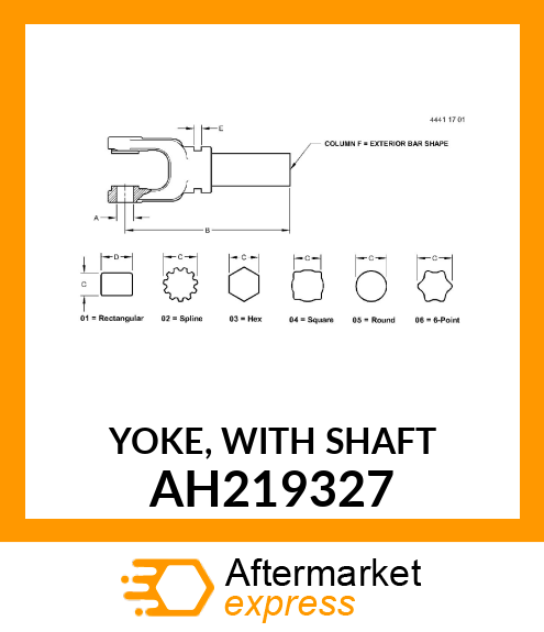 YOKE, WITH SHAFT AH219327