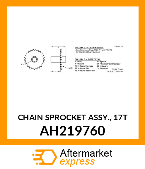 CHAIN SPROCKET ASSY., 17T AH219760