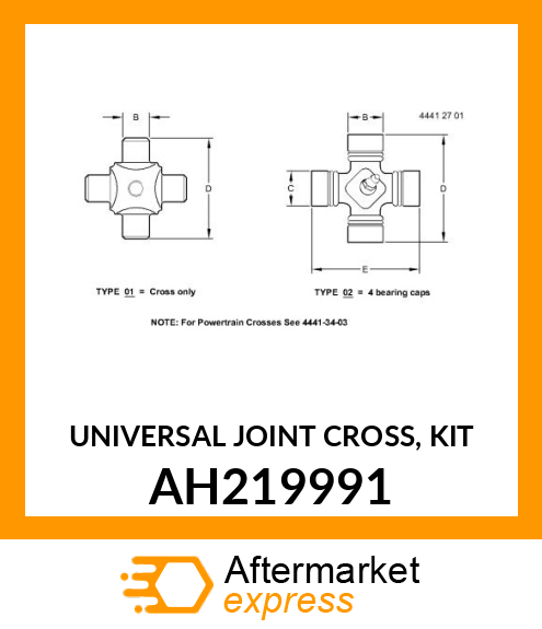 UNIVERSAL JOINT CROSS, KIT AH219991