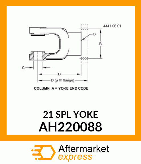 YOKE WITH LOCKING COLLAR, HEADER D AH220088