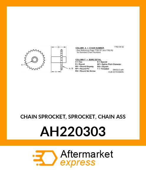 CHAIN SPROCKET, SPROCKET, CHAIN ASS AH220303