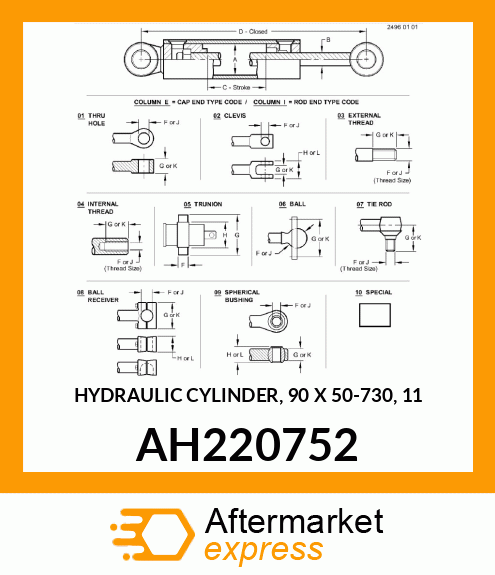 HYDRAULIC CYLINDER, 90 X 50 AH220752