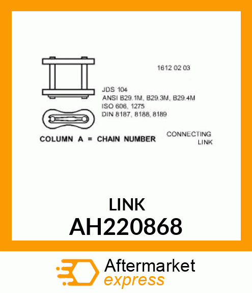 CHAIN LINK, ASSY, ATTACHMENT CA557 AH220868