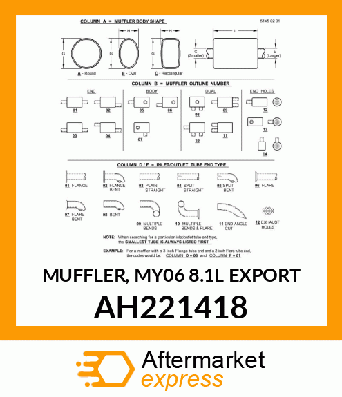 MUFFLER, MY06 8.1L EXPORT AH221418