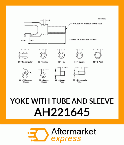 YOKE WITH TUBE AND SLEEVE AH221645