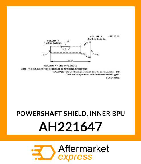 POWERSHAFT SHIELD, INNER BPU AH221647