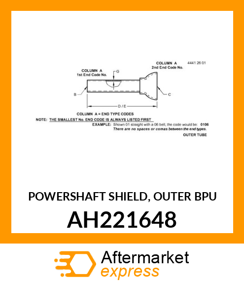 POWERSHAFT SHIELD, OUTER BPU AH221648