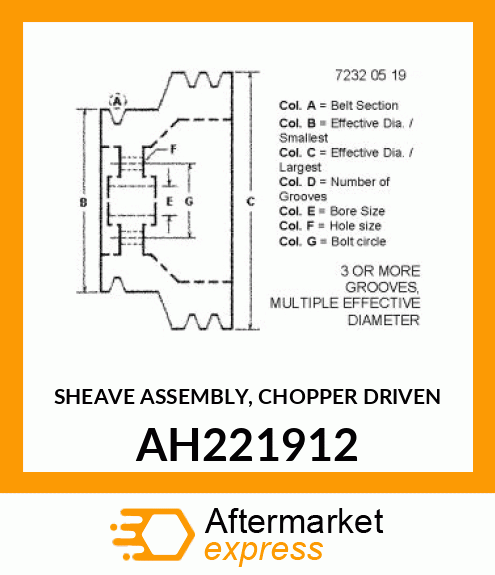 SHEAVE ASSEMBLY, CHOPPER DRIVEN AH221912