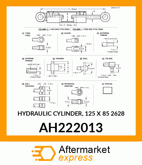 HYDRAULIC CYLINDER, 125 X 85 AH222013