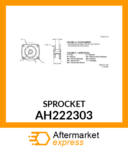 DRIVE SPROCKET,SPROCKET ASSY W/BUSH AH222303