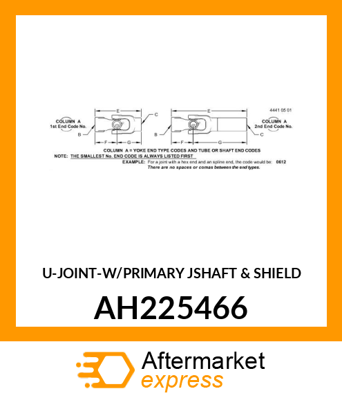 U-Joint With Shaft & Shield AH225466