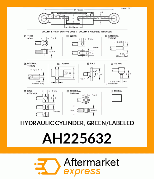 HYDRAULIC CYLINDER, GREEN/LABELED AH225632