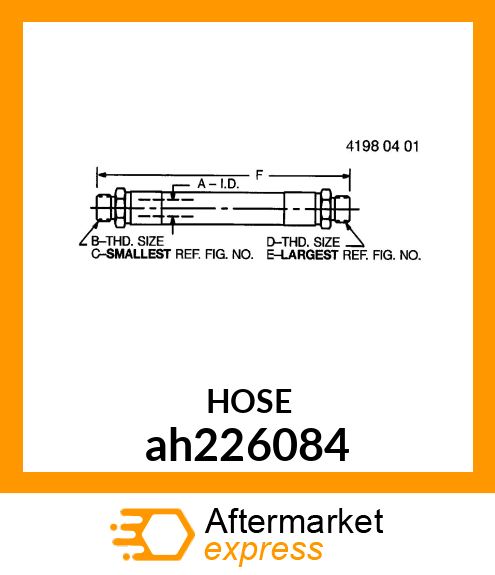 HOSE ASSY, HYD PRESSURE BULKHEAD ah226084