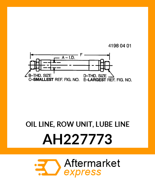 OIL LINE, ROW UNIT, LUBE LINE AH227773