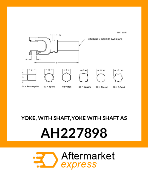 YOKE, WITH SHAFT,YOKE WITH SHAFT AS AH227898