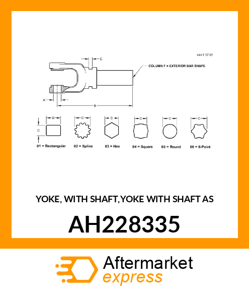 YOKE, WITH SHAFT,YOKE WITH SHAFT AS AH228335