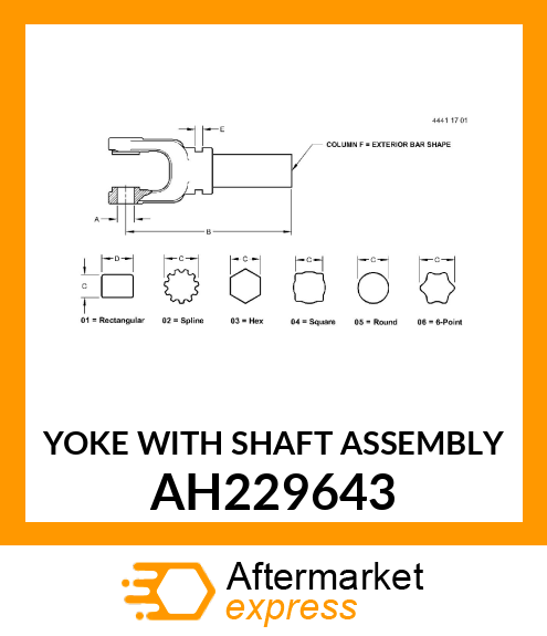 YOKE WITH SHAFT ASSEMBLY AH229643