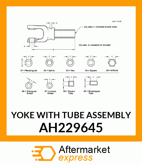 YOKE WITH TUBE ASSEMBLY AH229645