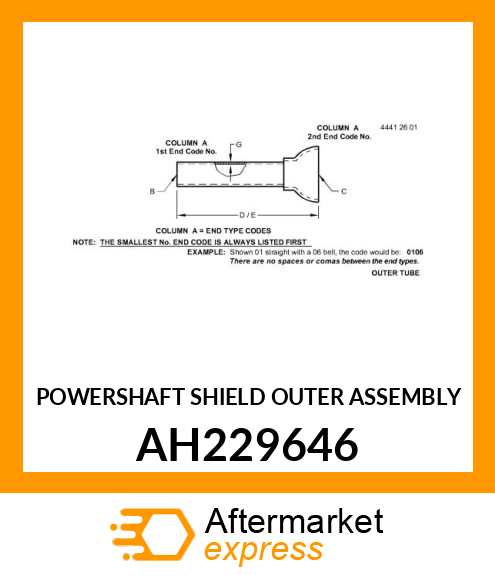 POWERSHAFT SHIELD OUTER ASSEMBLY AH229646