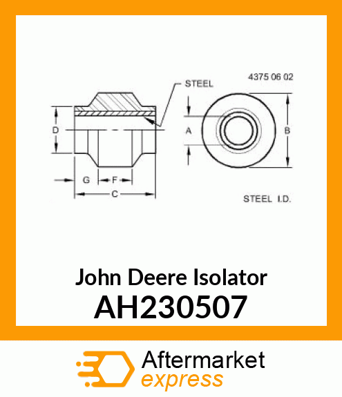 ISOLATOR, BUSHING, FLEX FLOAT ARMS AH230507