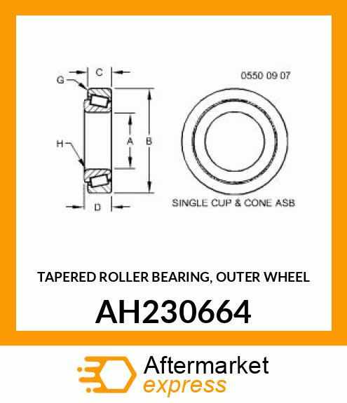 TAPERED ROLLER BEARING, OUTER WHEEL AH230664